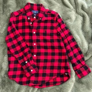 Ralph Lauren red/black buffalo plaid flannel long sleeve, little kid size 5